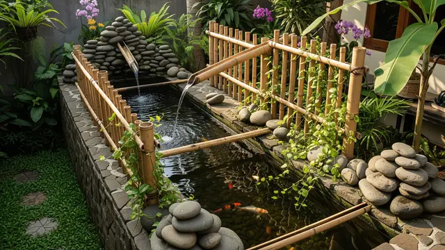 Desain Kolam Ikan Batu Alam Kecil/ Ilustrasi AI