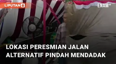 Peresmian ruas jalan alternatif dipindah di Pawon Purbo pada Kamis (18/1/2024). Pemindahan ini karena tenda utama roboh sekitar pukul 06.30 WIB