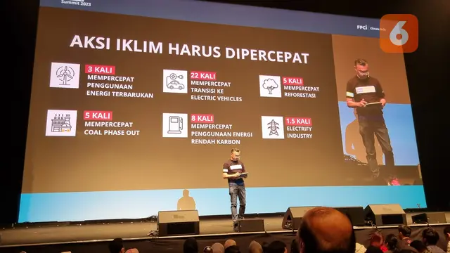 Pendiri FPCI Dino Patti Djalal membuka acara Indonesia Net-Zero Summit 2023. (Liputan6.com/Tanti Yulianingsih)