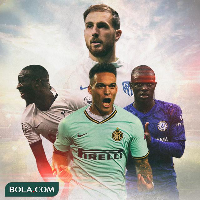 Ilustrasi Pemain - N'Golo Kante, Jan Oblak, Lautaro Martinez, Tanguy Ndombele