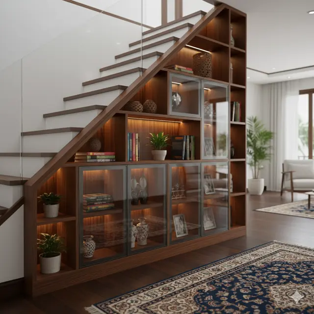 Model Lemari Kaca Bawah Tangga (Foto: Gemini AI)