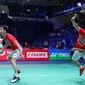 Aksi Marcus Fernaldi Gideon/Kevin Sanjaya Sukamuljo pada Prancis Terbuka 2019. (dok. PBSI)