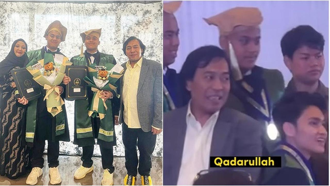 6 Potret Komeng Dampingi Anak dan Putra Sulung Arie Untung Wisuda Kelulusan SMA