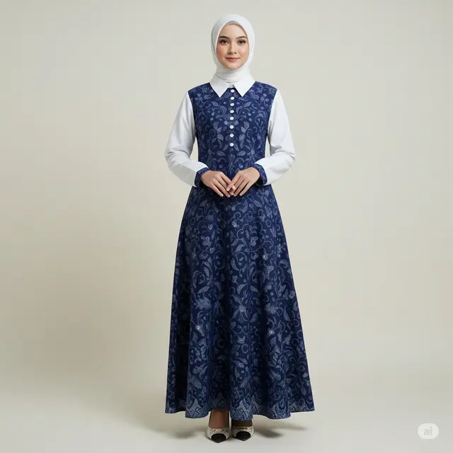 10 Model Busana Muslim Batik Kombinasi Polos yang Elegan dan Modern