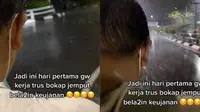 Sang ayah rela terjang hujan deras demi jemput putrinya. (Sumber: TikTok/nisakhrnnn)