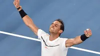 Rafael Nadal berhasil lolos ke babak perempat final grand slam Australia Terbuka. (PAUL CROCK / AFP)