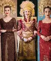 Lihat di sini beberapa potret adu pesona pengantin antara Aaliyah Massaid, Beby Tsabina, dan Nikita Willy dibalut baju adat berwarna merah saat menikah.