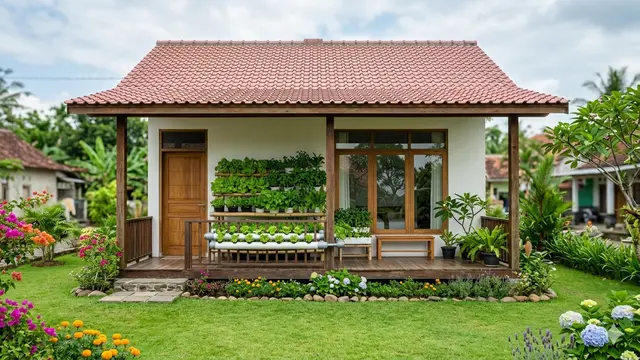 Ide Rumah Sederhana di Desa dengan Halaman Luas Jadi Kebun Produktif./Gemini