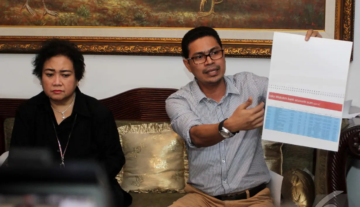 Rachmawati mengklaim dirinya bersama Progres 98 menelusuri langsung sampai ke luar negeri untuk menemukan rekening Jokowi, Jakarta, Rabu (15/10/2014) (Liputan6.com/Johan Tallo)
