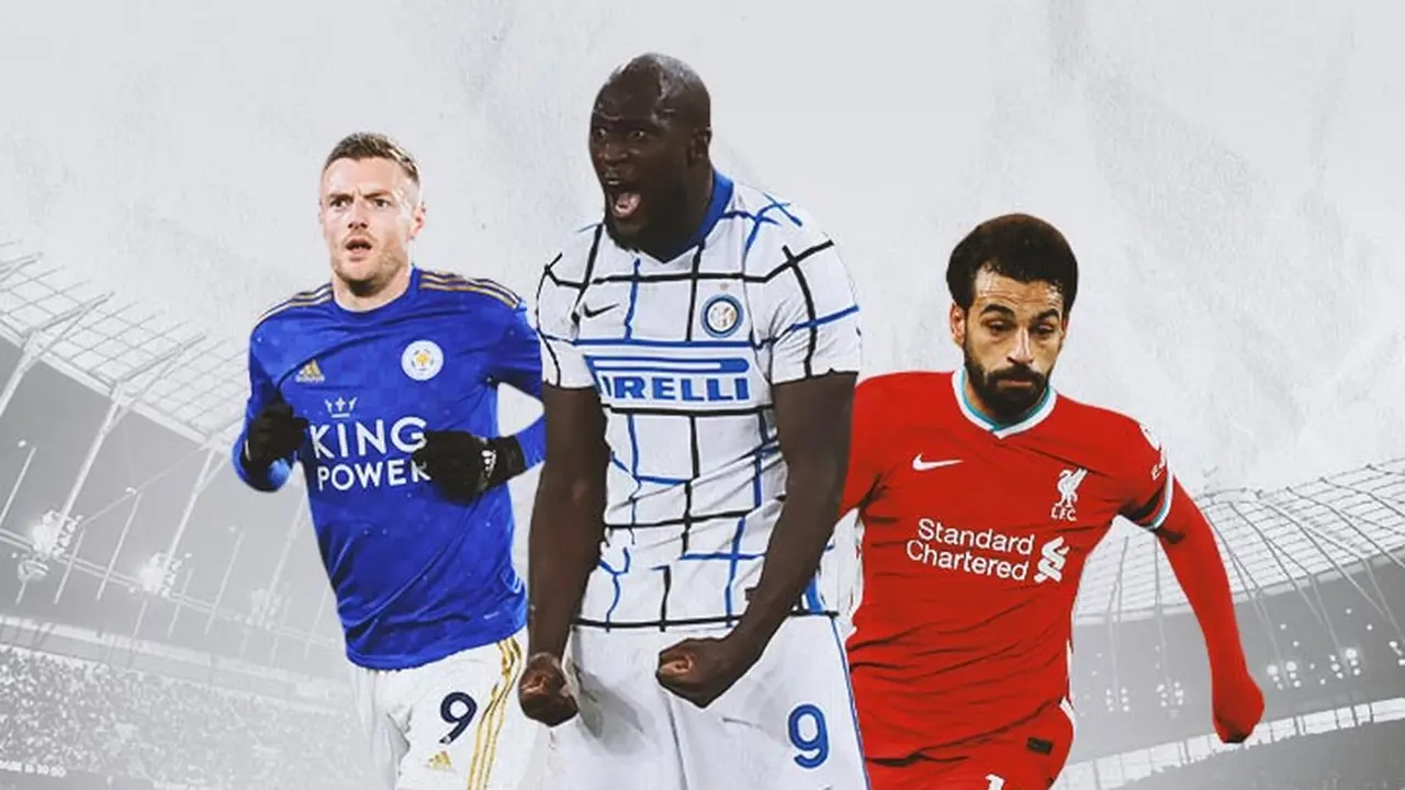 Ilustrasi - Jamie Vardy, Romelu Lukaku, Mohamed Salah