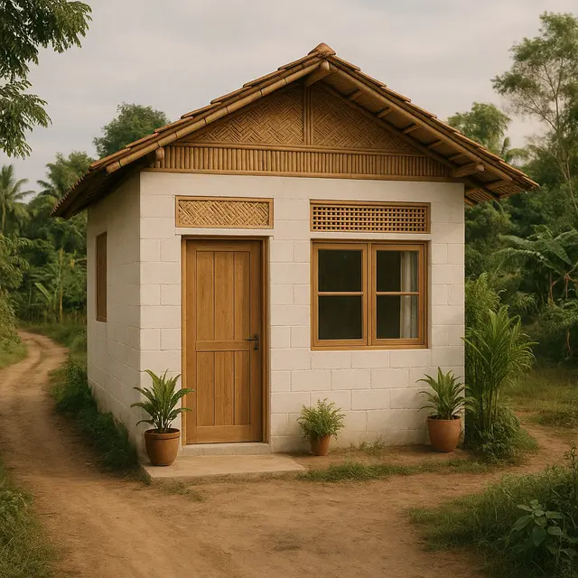 Model Rumah Kecil Tapi Cantik 3x6 Meter dari Bambu dan Batako