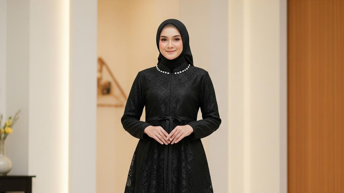 7 Pilihan Model Gamis Kombinasi Brokat Hitam untuk Tampil Cantik di Segala Acara 2025