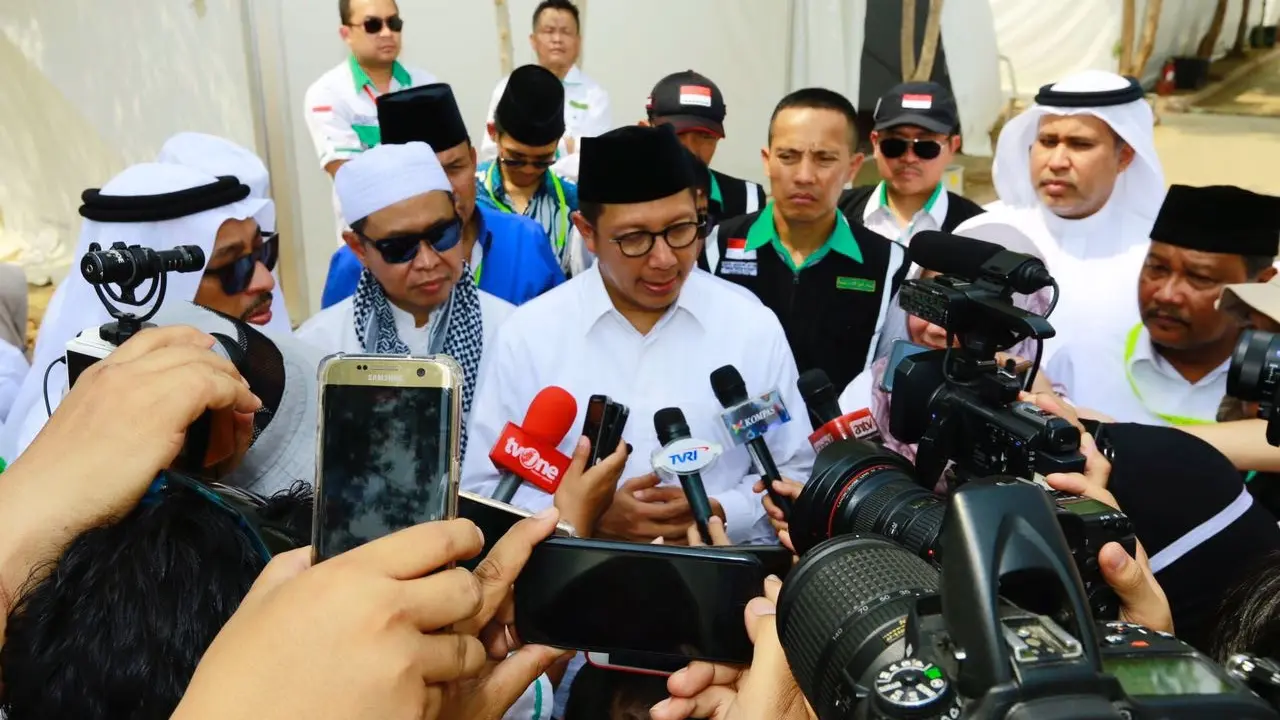 Menteri Agama Lukman Hakim Saifuddin meninjau kesiapan akhir puncak haji di Arafah. 