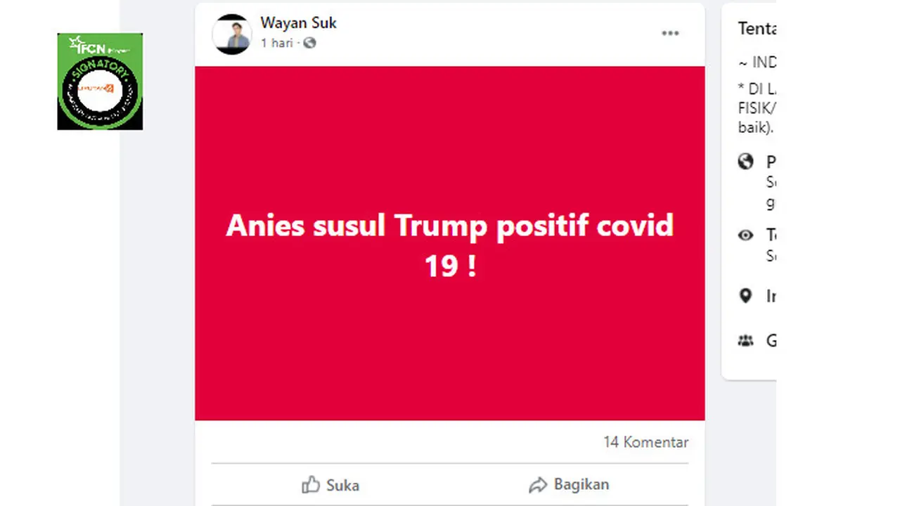 Penelusuran Klaim Anies Baswedan Positif Covid-19 Menyusul Trump