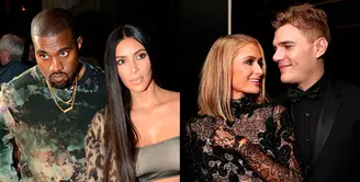 Kim Kardashian dan Kanye West terlihat makan malam di West Hollywood pada 12 Januari kemarin. Ia ditanya keinginannya untuk datang ke pernikahan Paris Hilton. (Rex-Shutterstock/HollywoodLife)
