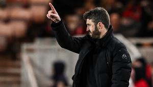 Manajer Middlesbrough asal Inggris, Michael Carrick, bereaksi selama pertandingan sepak bola leg pertama semifinal Piala Liga Inggris antara Middlesbrough dan Chelsea di Stadion Riverside di Middlesbrough, timur laut Inggris pada 9 Januari 2024. (Oli SCARFF/AFP)