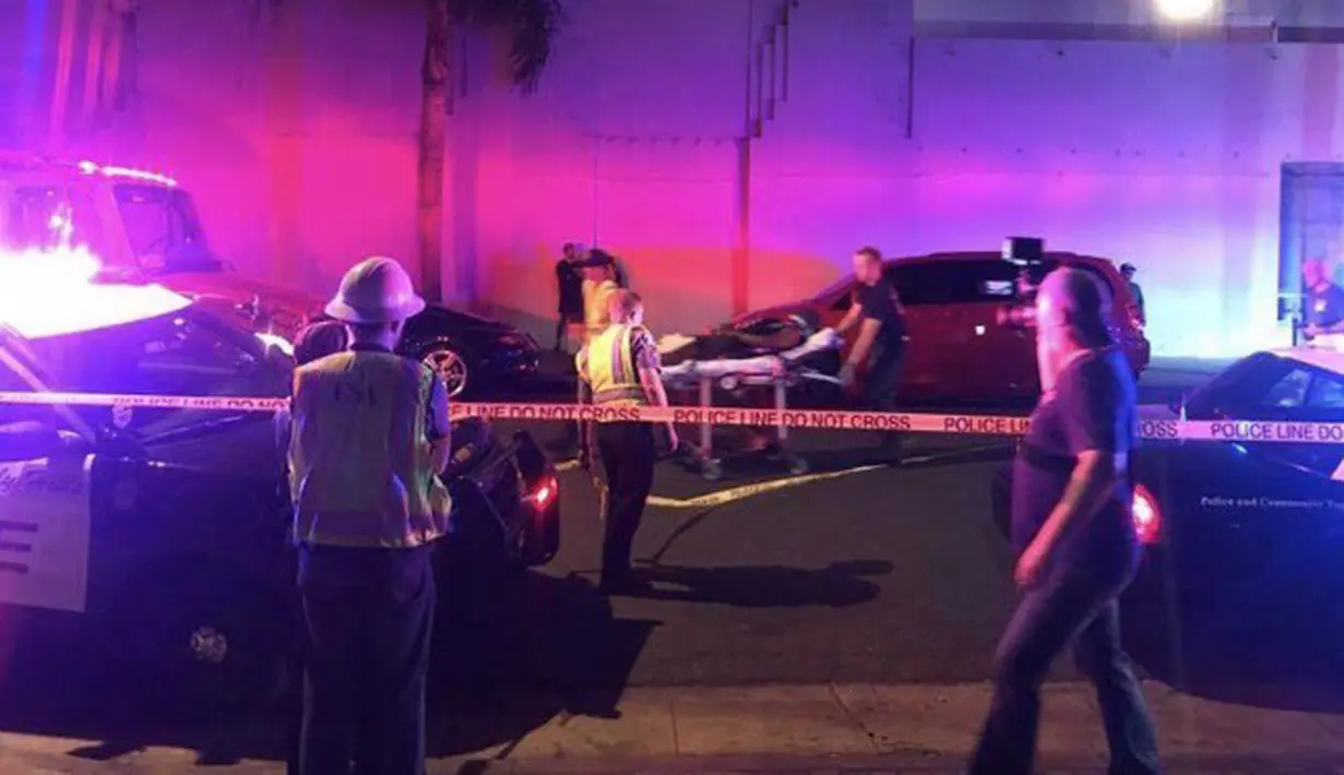 “Pengemudi kendaraan tetap tinggal dan bicara pada petugas dan mereka bersedia untuk dilakukan penyidikan,” tutur komandan BHPD. (Twitter/Biebertracker)