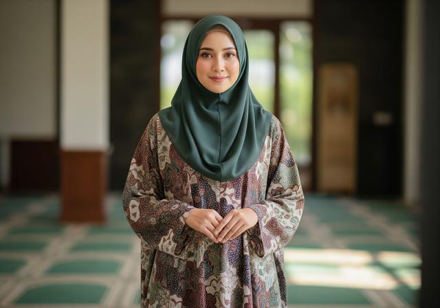 4. Gamis Batik Model Lurus (Straight Cut)