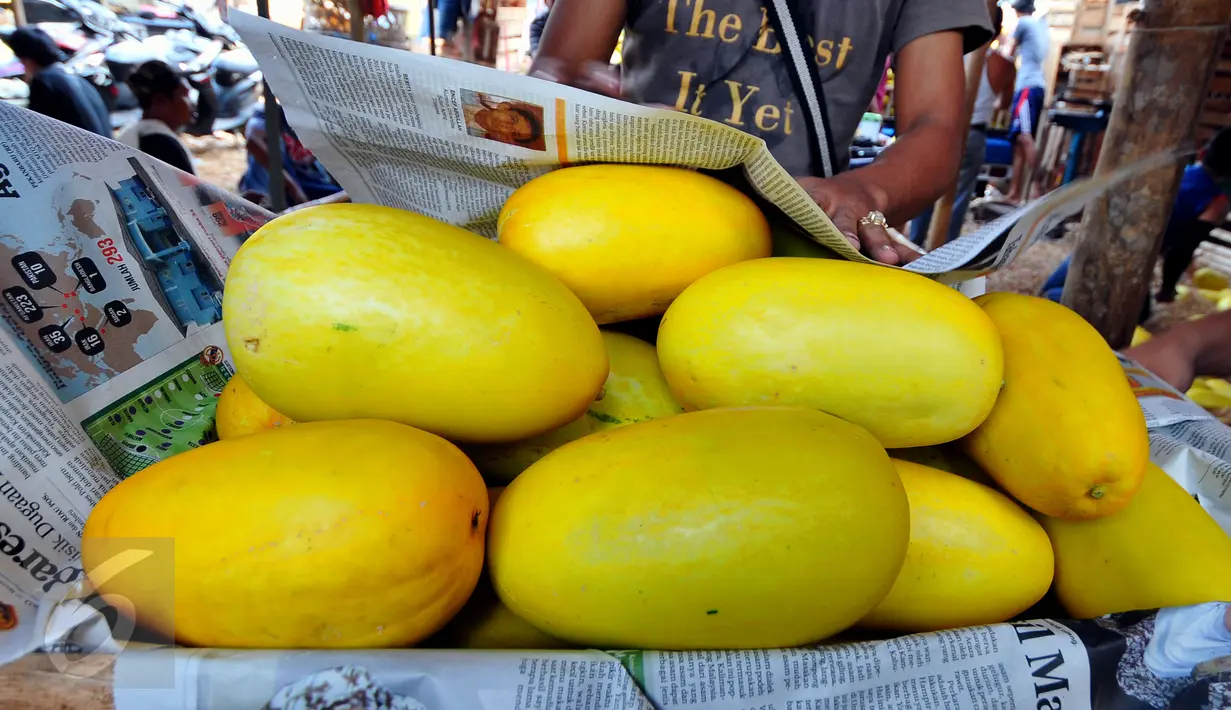 Rasanya yang lembut dan khas membuat Timun Suri banyak dicari pembeli, Jakarta, Senin (22/6/2015). Memasuki bulan Ramadan permintaan Timun Suri meningkat dengan kisaran harga Rp10.000 -Rp25.000. (Liputan6.com/Yoppy Renato)