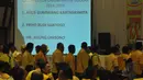 Layar monitor menunjukan penghitungan suara pemilihan ketua umum pada Musyawarah Nasional IX di Ancol, Jakarta, Senin (8/12/2014). (Liputan6.com/Miftahul Hayat)