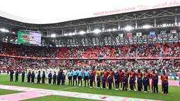 Sudan lolos dengan predikat peringkat tiga terbaik dari enam grup klasemen. Mereka sukses meraih 3 poin dengan selisih gol -4 di Grup E. (AFP/Gabriel Bouys)