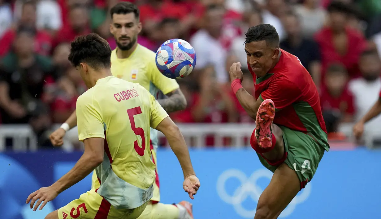 Maroko sebenarnya mencetak gol lebih dahulu dari aksi Soufiane Rahimi di menit ke-37. . (AP Photo/Daniel Cole)