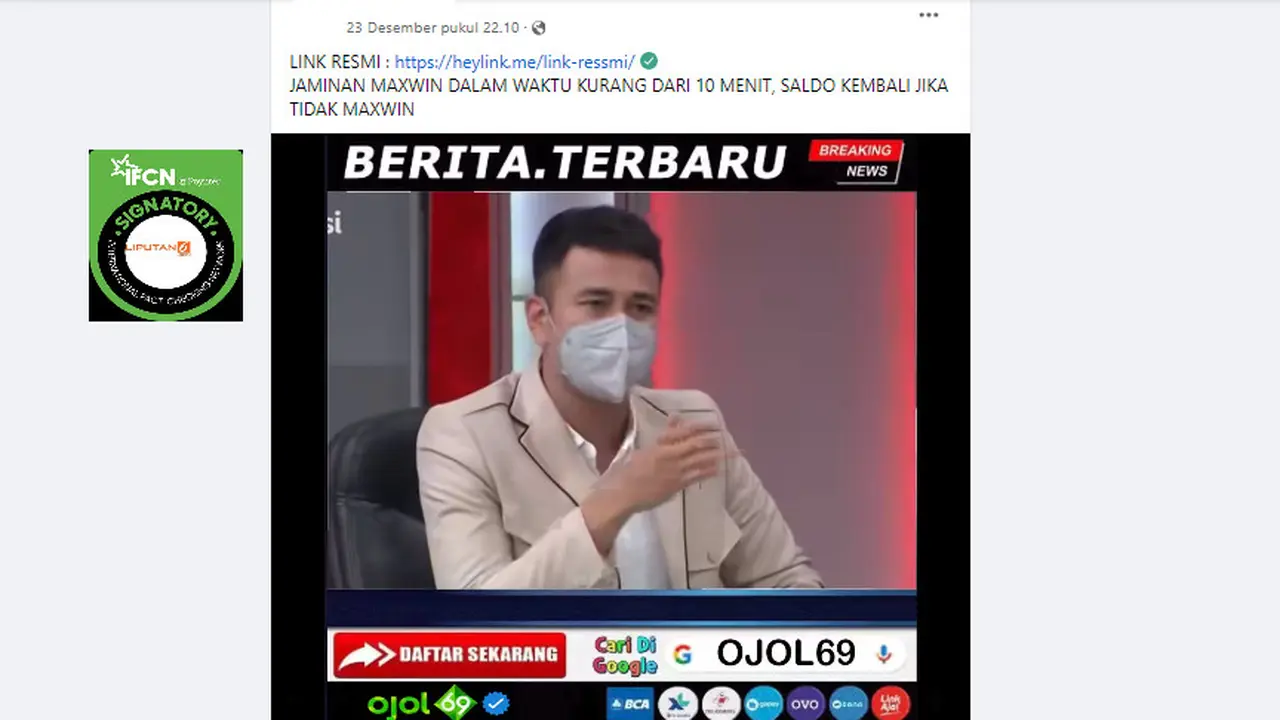 Tangkapan layar video wawancara Mata Najwa tentangRafi Ahmad membuka situs slot online