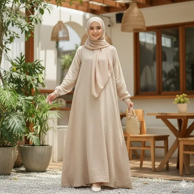 Gamis Bahan Linen Blend