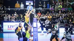 Bertarung di babak Grand Final Livoli Divisi Utama 2025, tim besutan Ayub Hidayat ini sukses membungkam perlawanan TNI AU Electric dengan skor telak 3-0 (25-16, 25-22, 25-12). (Dok. PBVSI)