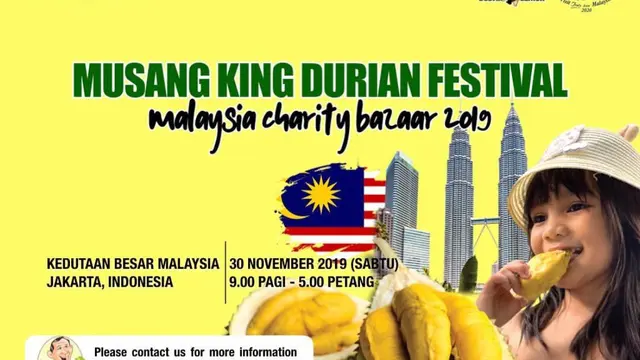 Durian Musang King di Malaysia Charity Bazaar 2019. (Dokumentasi Kedutaan Malaysia di Jakarta)