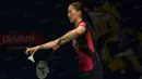 Chang Ye Na, pebulutangkis asal Korea Selatan ini turun di nomor ganda putri pada BCA Indonesia Open 2016. Berpasangan dengan Lee So Hee, langkahnya terhenti pada babak perempat final. (Bola.com/Vitalis Yogi Trisna)