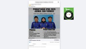 Tangkapan layar klaim tautan pendaftaran CPNS 2025 yang beredar di Facebook.