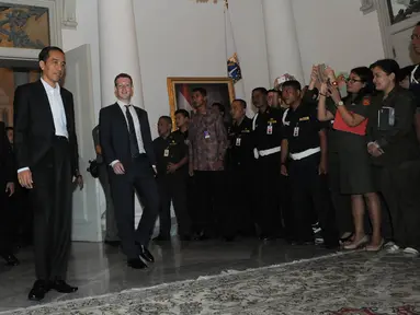Pendiri sekaligus CEO Facebook, Mark Zurkerberg menemui Presiden terpilih Jokowi di Balaikota, Jakarta, (13/10/14). (Liputan6.com/Herman Zakharia) 