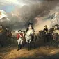 Lukisan karya John Trumbull ini menggambarkan pasukan Mayor Jenderal Inggris Charles Cornwallis (yang tidak hadir pada saat penyerahan diri), menyerah kepada pasukan Prancis dan Amerika setelah Pengepungan Yorktown (28 September-19 Oktober 1781) selama Perang Revolusi Amerika. (Wikimedia Commons/John Trumbull)