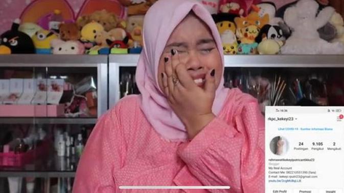 Kekeyi menangis saat akun Instagramnya menghilang