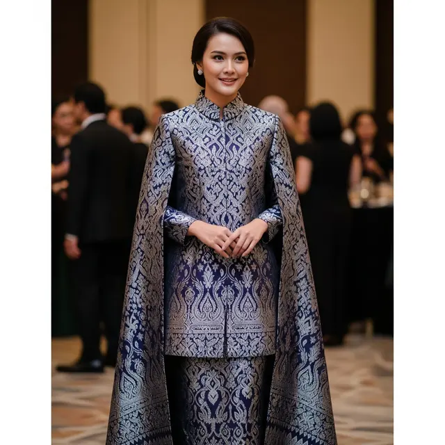 Tunik Cape Brokat Motif Mega Mendung