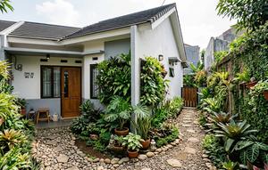 Rumah Tipe 30 dengan Taman Samping Sempit Tapi Hijau Gemini AI