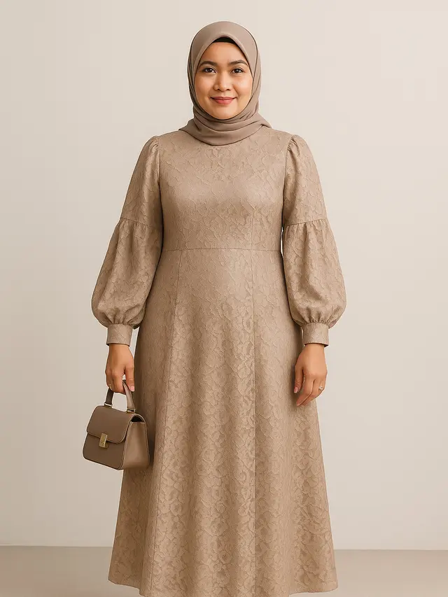 Model Gamis Brokat A-line untuk Ibu-ibu Usia 40 Tahun (Foto: ChatGPT)