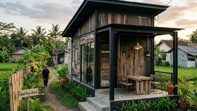 Desain Rumah Minimalis di Desa dengan Sentuhan Kayu Bekas Biar Unik dan Hemat