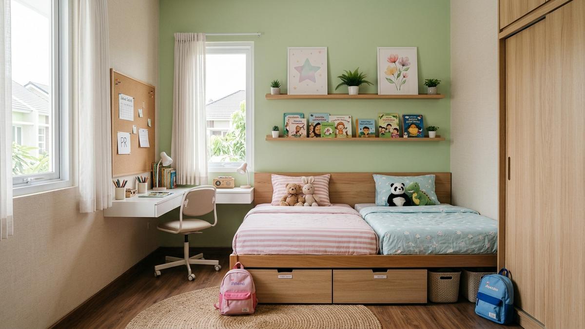 8 Ide Menata Kamar Tidur untuk Dua Anak dengan Satu Ranjang, Nyaman dan Fungsional