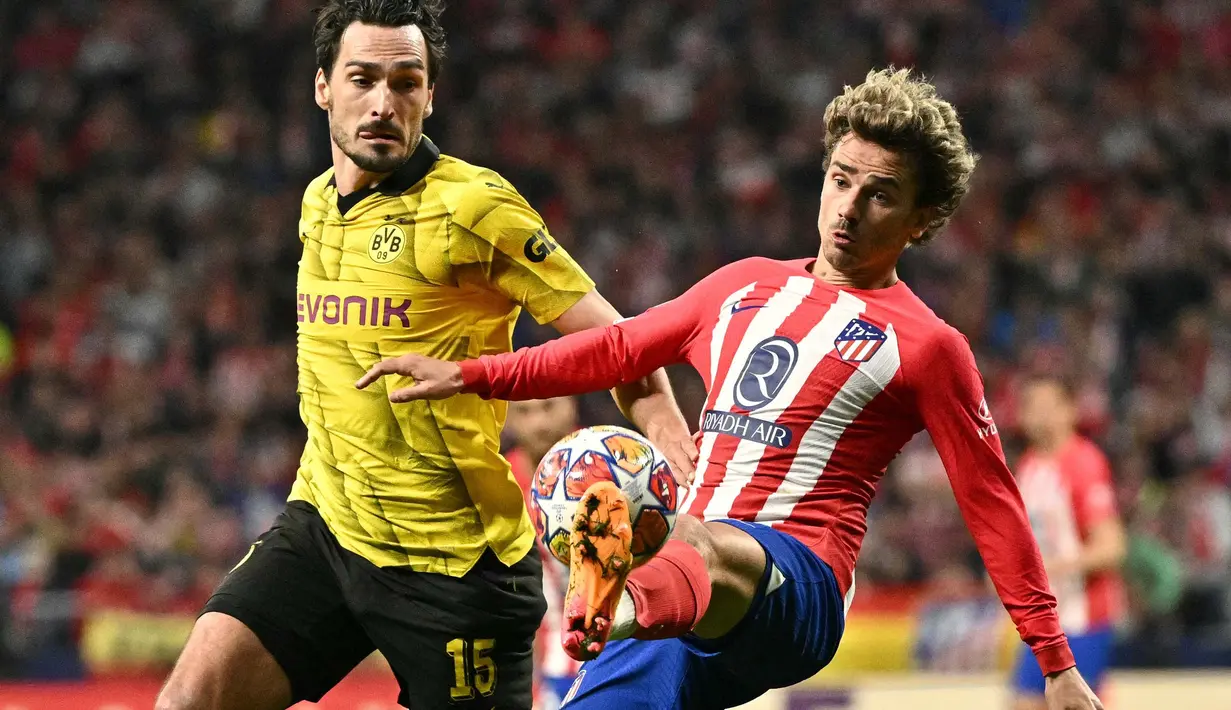 Pada menit ke-32, Samuel Lino mencetak kedua untuk Atletico Madrid. (JAVIER SORIANO/AFP)