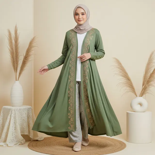 Cardigan Panjang Wanita Muslimah Model Terbaru
