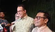 Calon wakil presiden (cawapres) Muhaimin Iskandar alis Cak Imin melakukan kunjungan ke kediaman calon presiden Anies Rasyid Baswedan di Jakarta Selatan, Selasa malam (16/4/2024). (Merdeka.com/Nur Habibie)