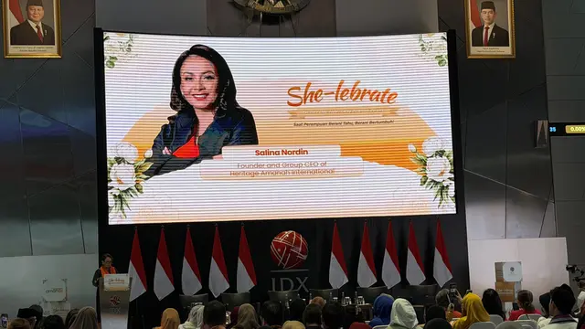 Founder & Group CEO PT Heritage Amanah International, Salina Nordin, dalam acara She-Lebrate Kartini's Day: Habis Gelap Terbitlah Terang, di Main Hall BEI, Jakarta, Selasa (21/4/2026).