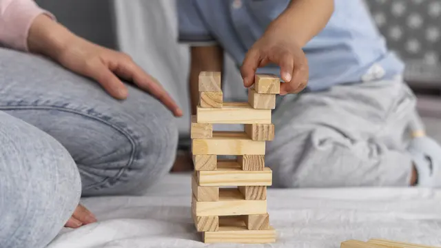 Ilustrasi menyusun balok