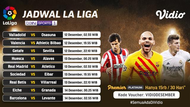 Jadwal La Liga Spanyol pekan 13 di Vidio