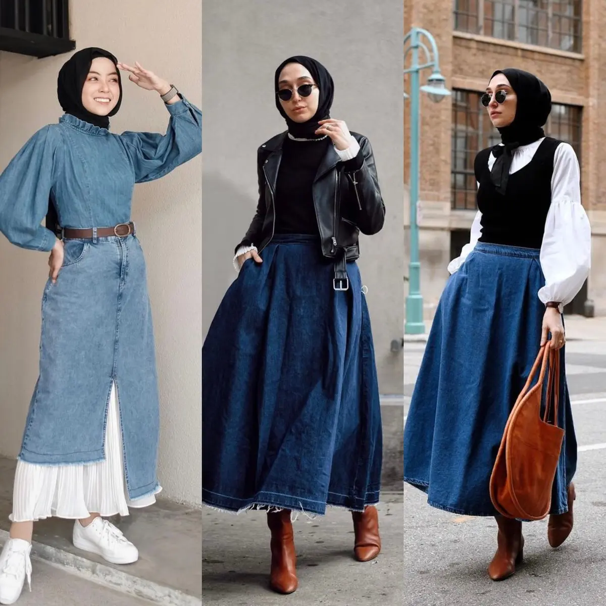 7 Referensi Padu Padan Rok Jeans untuk Hijabers, Simple dan Stylish Buat  OOTD! - Photo Fimela.com