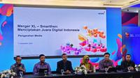 Pengumuman merger XL - Smartfren yang dilakukan di Jakarta, Rabu (11/12/2024). (Liputan6.com/Agustinus M. Damar)