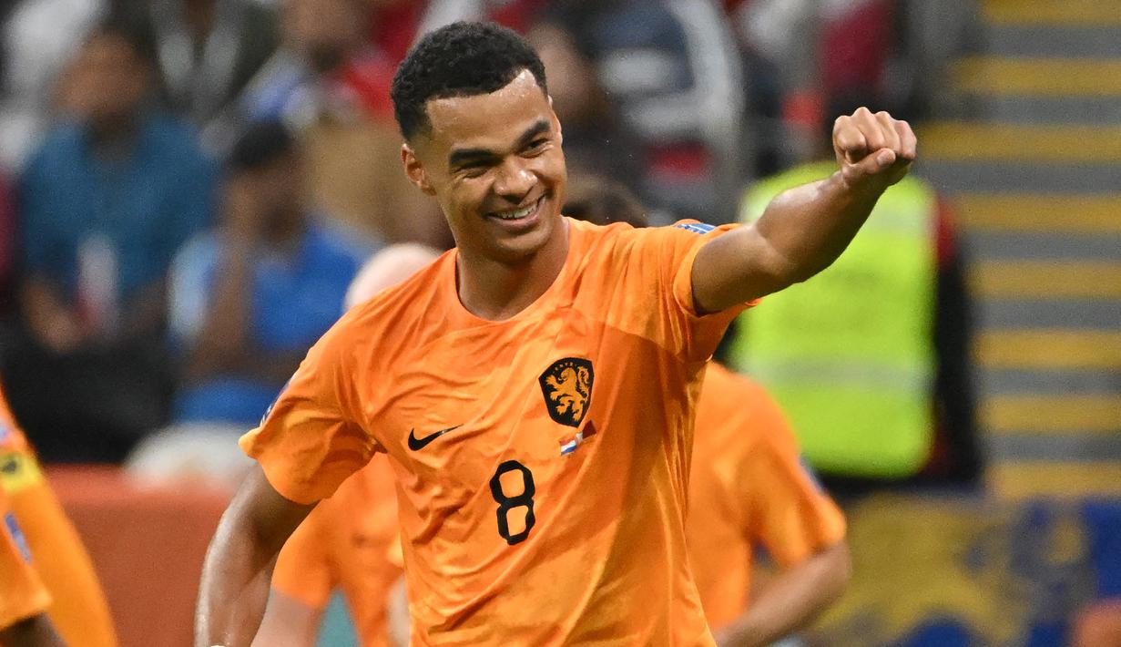 Cody Gakpo. Meski Belanda hanya bertahan hingga babak perempatfinal Piala Dunia 2022, namun penampilan sayap kiri berusia 23 tahun milik PSV Eindhoven yang tampil tajam dengan mencetak 3 gol ini telah menarik minat beberapa klub besar Eropa. Manchester United menjadi klub terdepan dalam perburuan Cody Gakpo yang telah dikonfirmasi oleh pelatih PSV, Ruud van Nistelrooy. (AFP/Alberto Pizzoli)