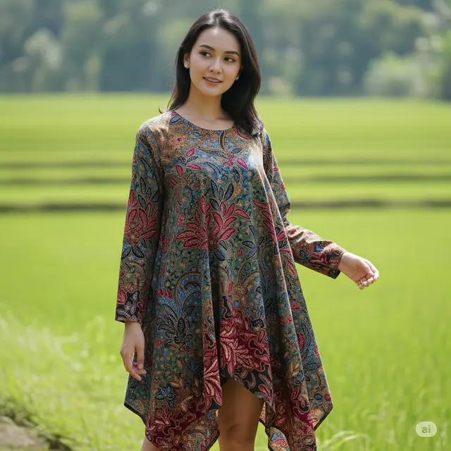 Model Baju Batik Wanita Lengan Panjang. Foto: Gemini